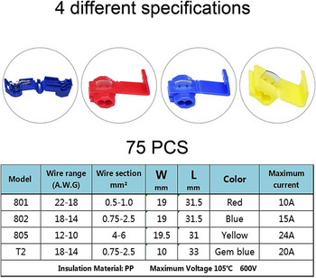 60/120/240/360Pcs Scotch Lock Crimp Terminals Конектори за електрически кабели Fast Quick Splice Lock Wire Lock Комплект за кримпване на клеми