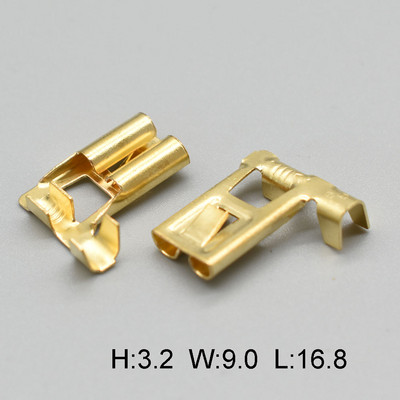 50-200 gab. DJD031-2 misiņa presēšanas spailes lāpstas savienotājs H4 9003 7,8 mm saliekuma leņķa automašīnas ligzdas tapas