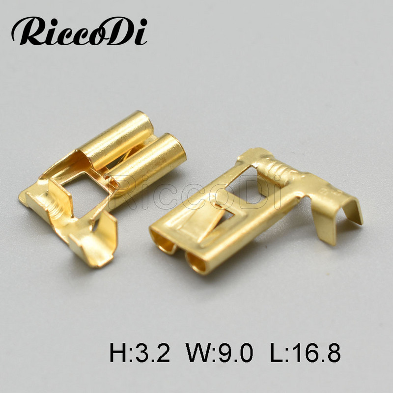 50-200 gab. DJD031-2 misiņa presēšanas spailes lāpstas savienotājs H4 9003 7,8 mm saliekuma leņķa automašīnas ligzdas tapas