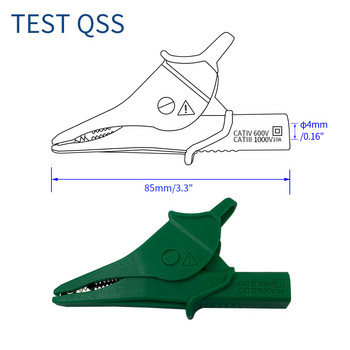QSS Heavy Duty Alligator Щипки Напълно изолирани безопасни крокодилски щипки с 4MM бананов жак за електрически тест Q.60073