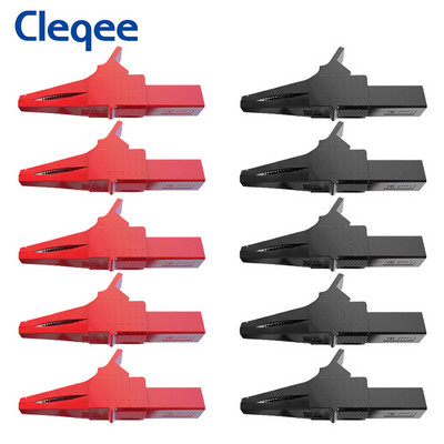 Cleqee P2003 10PCS Heavy Duty Alligator Clips with 4mm Banana Socket Insulated Crocodile Clamp Multimeter Test Clip 1000V 32A