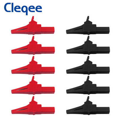 Cleqee P2003 10PCS Heavy Duty Alligator Clips with 4mm Banana Socket Insulated Crocodile Clamp Multimeter Test Clip 1000V 32A