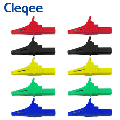Cleqee P2003 10PCS Heavy Duty Alligator Clips with 4mm Banana Socket Insulated Crocodile Clamp Multimeter Test Clip 1000V 32A