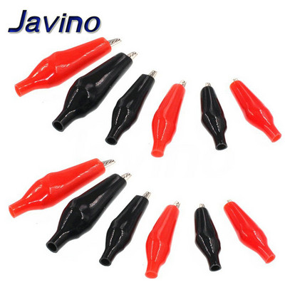 10 τμχ Μεταλλικό κλιπ αλιγάτορα Crocodile Electrical Clamp Testing Probe Meter Black Red with Plastic Boot Car Auto Battery