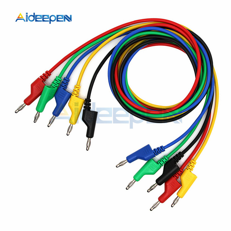 5PCS P1036B Test Lead Kit 4MM banana utikač za ispitivanje Kabel s kukom Zamjenjiva multimetarska sonda Testna žica Sonda Aligator stezaljka