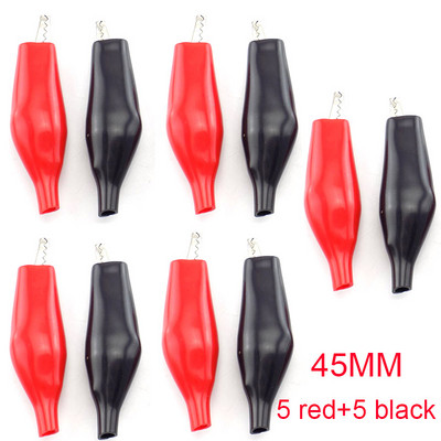 10 gab. 28MM 35MM metāla aligatora skava krokodila elektriskās skavas testēšanas zondes mērītājs melns sarkans plastmasas bagāžnieks DIY automašīnas akumulators