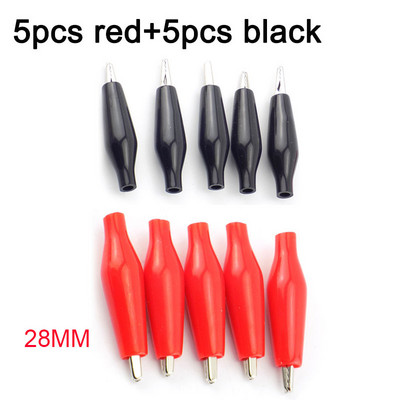 10 gab. 28MM 35MM metāla aligatora skava krokodila elektriskās skavas testēšanas zondes mērītājs melns sarkans plastmasas bagāžnieks DIY automašīnas akumulators
