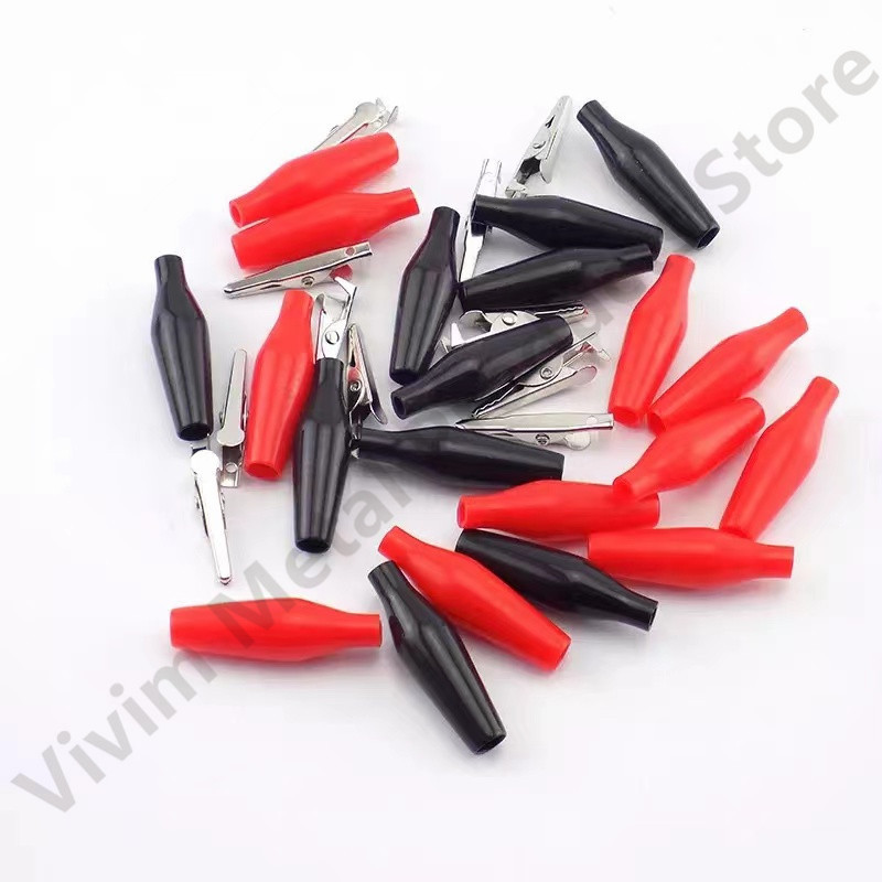 10PCS 28MM metalna aligatorska kopča G98 Krokodilska električna stezaljka Testna sonda Mjerač Crno Crvena s plastičnim prtljažnikom Automobilska baterija