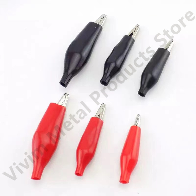 10PCS 28MM metalna aligatorska kopča G98 Krokodilska električna stezaljka Testna sonda Mjerač Crno Crvena s plastičnim prtljažnikom Automobilska baterija