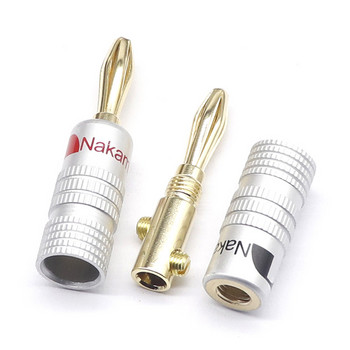 1pairs Nakamichi BANANA PLUGS 24K Επιχρυσωμένος σύνδεσμος μπανάνας 4mm με βιδωτό κλείδωμα για βύσματα ηχείων υποδοχής ήχου Μαύρο&Κόκκινο