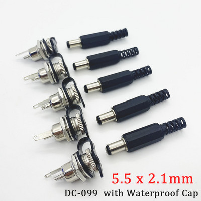 5Gb/5Pair DC099 022 Strāvas ligzda Skrūves uzgriežņu paneļa savienotājs 9mm/14mm vīrišķais līdzstrāvas kontaktdakšas spailes 5,5 mm x 2,1 mm 5,5 mm x2,5 m