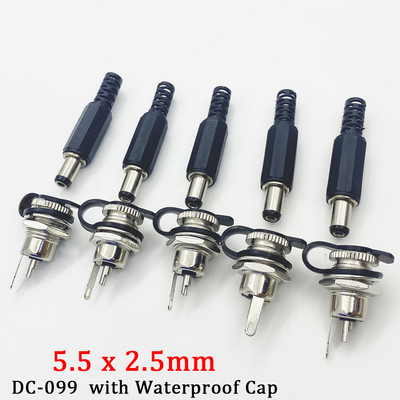 5Gb/5Pair DC099 022 Strāvas ligzda Skrūves uzgriežņu paneļa savienotājs 9mm/14mm vīrišķais līdzstrāvas kontaktdakšas spailes 5,5 mm x 2,1 mm 5,5 mm x2,5 m