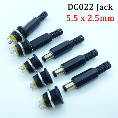 5Gb/5Pair DC099 022 Strāvas ligzda Skrūves uzgriežņu paneļa savienotājs 9mm/14mm vīrišķais līdzstrāvas kontaktdakšas spailes 5,5 mm x 2,1 mm 5,5 mm x2,5 m