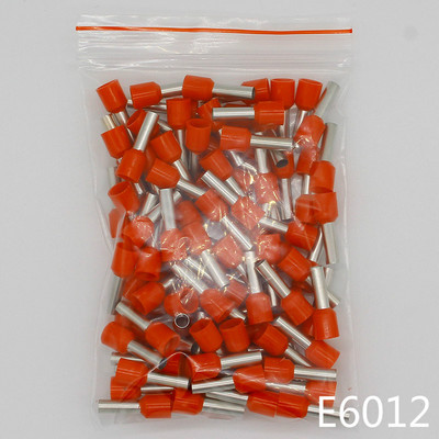 E6012 Cijevni izolacijski terminali 6MM2 100PCS/Pakiranje Konektor za kabelsku žicu Izolacijski spojni terminal Izolirani konektor E-