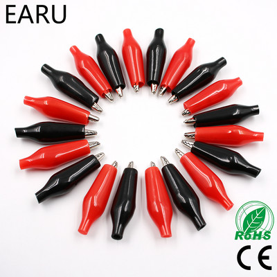 20pcs28MM Μεταλλικό κλιπ αλιγάτορα G98 Crocodile Electrical Clamp Testing Meter Probe Black Red with Plastic Boot Car Auto Battery