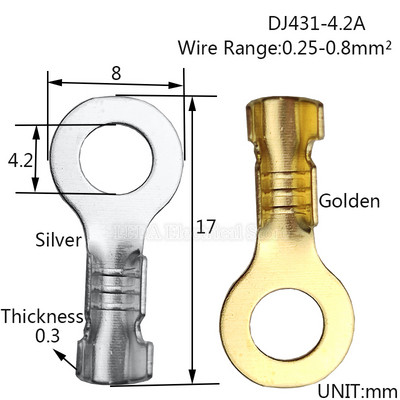 100kom DJ431-6B/3.2A/4.2A/5B/8B/10B/12C Okrugli terminalni blok O-tip ušica Terminali Hladno prešani konektor Bakreni jezičak Nos ožičenja