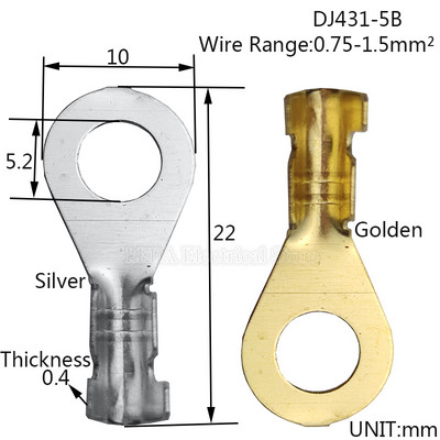 100kom DJ431-6B/3.2A/4.2A/5B/8B/10B/12C Okrugli terminalni blok O-tip ušica Terminali Hladno prešani konektor Bakreni jezičak Nos ožičenja