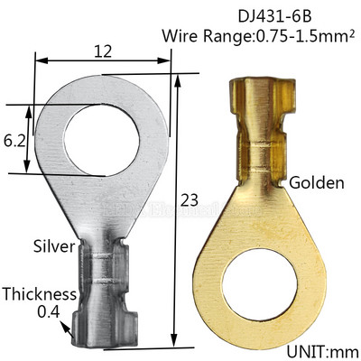 100kom DJ431-6B/3.2A/4.2A/5B/8B/10B/12C Okrugli terminalni blok O-tip ušica Terminali Hladno prešani konektor Bakreni jezičak Nos ožičenja