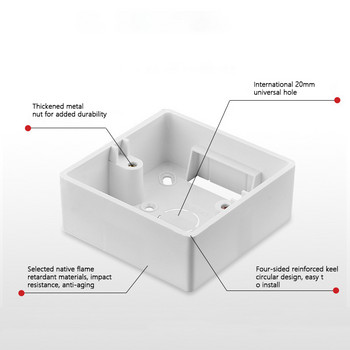 Avoir Εξωτερική τοποθέτηση Κουτί διακλάδωσης 86 Τύπος Τετράγωνο Πλαστικό Επιφάνεια τοίχου Κουτί τοποθέτησης Διακόπτη Ηλεκτρικής Πρίζας