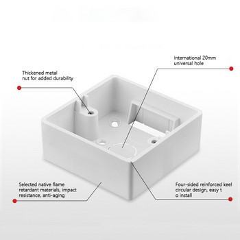 Разклонителна кутия за външен монтаж Avoir 86 тип Квадратна пластмасова стена, повърхностно монтирана кутия за превключвател на електрически контакт Инсталационна кутия