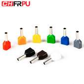 100 gab. Divu vadu caurule 0,5–6,0 mm² auksti presēta gala dubultā uzgaļa caurules formas izolēta cauruļveida spaile