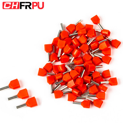 100 gab. Divu vadu caurule 0,5–6,0 mm² auksti presēta gala dubultā uzgaļa caurules formas izolēta cauruļveida spaile