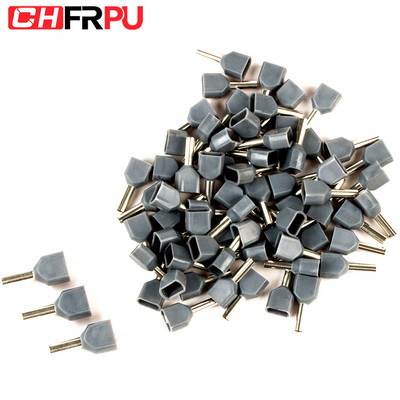 100 gab. Divu vadu caurule 0,5–6,0 mm² auksti presēta gala dubultā uzgaļa caurules formas izolēta cauruļveida spaile