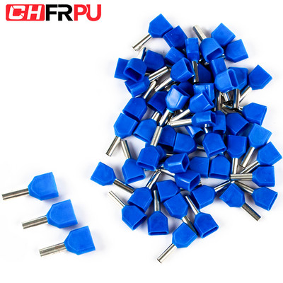 100 gab. Divu vadu caurule 0,5–6,0 mm² auksti presēta gala dubultā uzgaļa caurules formas izolēta cauruļveida spaile