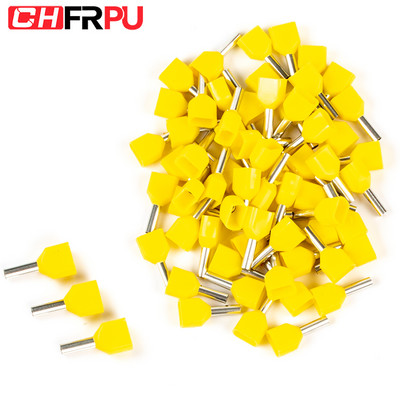 100 gab. Divu vadu caurule 0,5–6,0 mm² auksti presēta gala dubultā uzgaļa caurules formas izolēta cauruļveida spaile