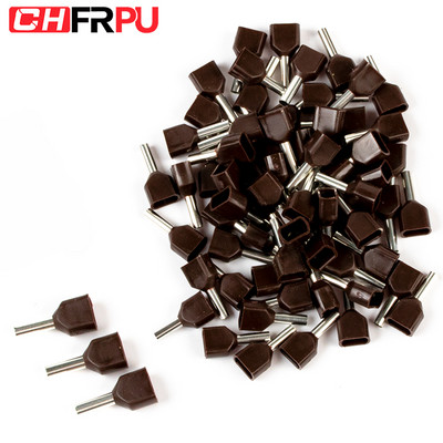 100 gab. Divu vadu caurule 0,5–6,0 mm² auksti presēta gala dubultā uzgaļa caurules formas izolēta cauruļveida spaile