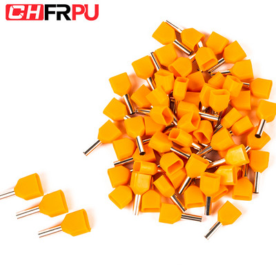 100 gab. Divu vadu caurule 0,5–6,0 mm² auksti presēta gala dubultā uzgaļa caurules formas izolēta cauruļveida spaile