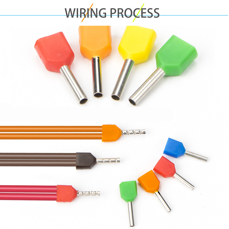 100 gab. Divu vadu caurule 0,5–6,0 mm² auksti presēta gala dubultā uzgaļa caurules formas izolēta cauruļveida spaile