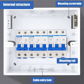 Издръжлива пластмасова електрическа разпределителна кутия Кутия за домашно осветление за 2-4/5-8/9-12 начина повърхностно монтиран прекъсвач