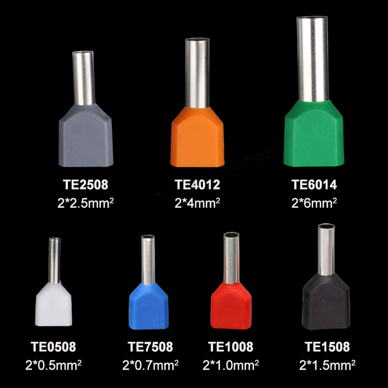 950 komada Dvožični cijevni terminalni komplet 2*0,5-6 mm2 ferulom izoliran dvostrukim ožičenjem Stezaljke za stezanje konektorskog kabela Komplet terminalnog odijela