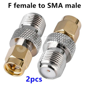 JXRF конектор 2 бр. RF коаксиален коаксиален адаптер F тип женски жак към SMA мъжки щепсел Прав F конектор към SMA конектор