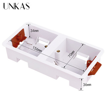UNKAS Кутия за суха облицовка за гипсокартон / гипсокартон / гипсокартон 34 мм дълбочина Стенен превключвател Гнездо 86 мм / 146 мм / 172 мм Касета