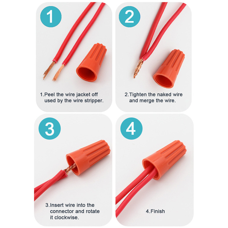 10 vnt / 20 vnt greitosios jungties spyruoklinio dangtelio užspaudimo galo gnybtas AWG24-7 izoliuotas elektros intarpas, sujungimas sukamojo laido jungtis