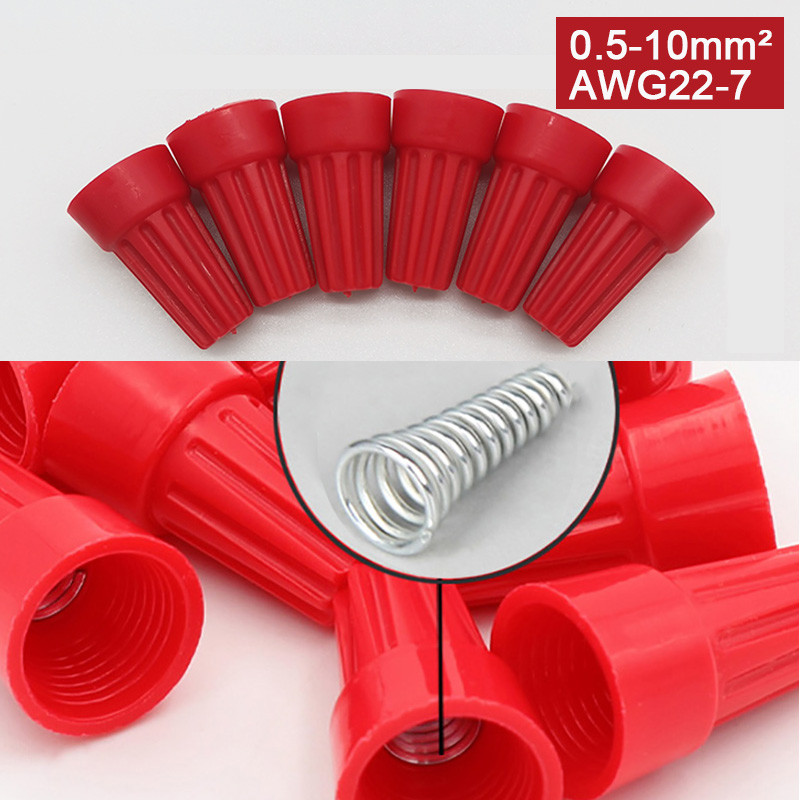 10 vnt / 20 vnt greitosios jungties spyruoklinio dangtelio užspaudimo galo gnybtas AWG24-7 izoliuotas elektros intarpas, sujungimas sukamojo laido jungtis