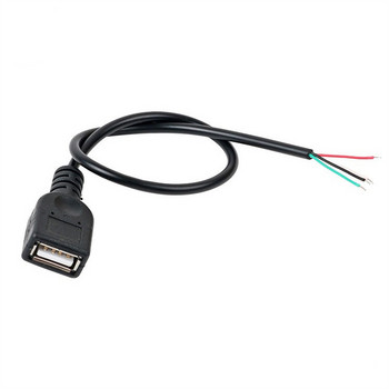30 см захранващ кабел 2-пинов USB 2.0 A женски мъжки 4-пинов жичен жак Зарядно устройство Удължителен кабел за зареждане Конектор Направи си сам 5V линия