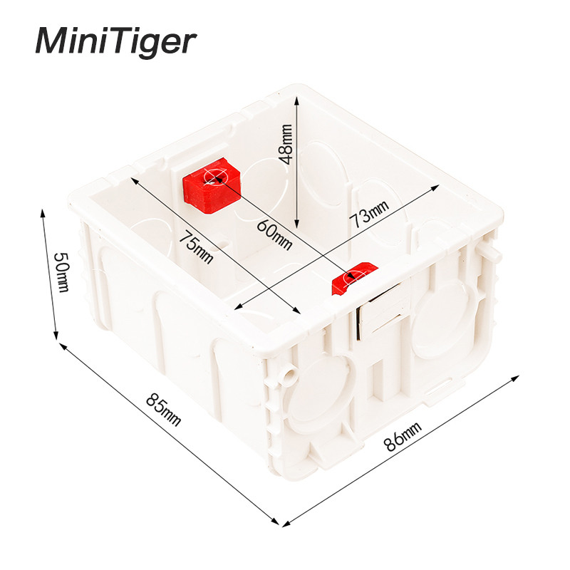 Minitiger podesiva montažna kutija Unutarnja kazeta 86mm*83mm*50mm za 86 Tip prekidača i utičnica Crvena boja Stražnja kutija za ožičenje