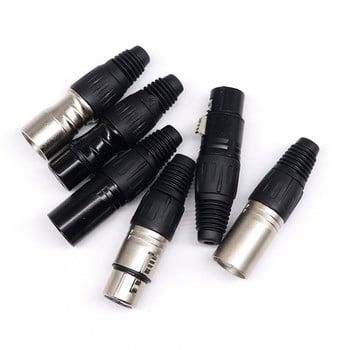 XLR 3/4/5 pin Αρσενικό/θηλυκό βύσμα βύσματος καλωδίου ήχου μικροφώνου Cannon Τερματικό καλωδίου MIC Μαύρο ασημί βύσμα μικροφώνου