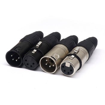 XLR 3/4/5 pin Αρσενικό/θηλυκό βύσμα βύσματος καλωδίου ήχου μικροφώνου Cannon Τερματικό καλωδίου MIC Μαύρο ασημί βύσμα μικροφώνου