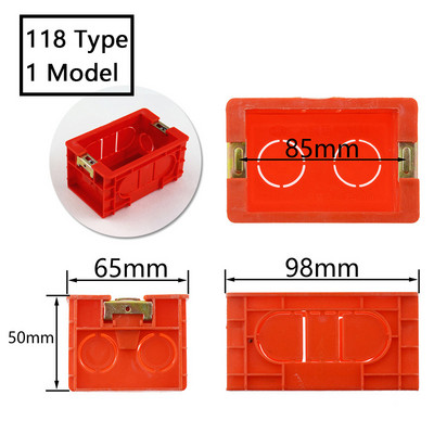 118 Tip US AU standardne unutarnje kutije za ugradnju Stražnja kazeta za 118mm*65mm standardni zidni prekidač i razvodnu kutiju za utičnice
