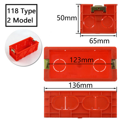 118 Tip US AU standardne unutarnje kutije za ugradnju Stražnja kazeta za 118mm*65mm standardni zidni prekidač i razvodnu kutiju za utičnice
