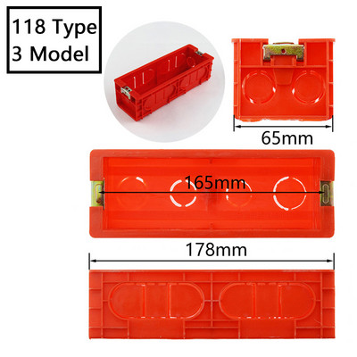 118 Tip US AU standardne unutarnje kutije za ugradnju Stražnja kazeta za 118mm*65mm standardni zidni prekidač i razvodnu kutiju za utičnice