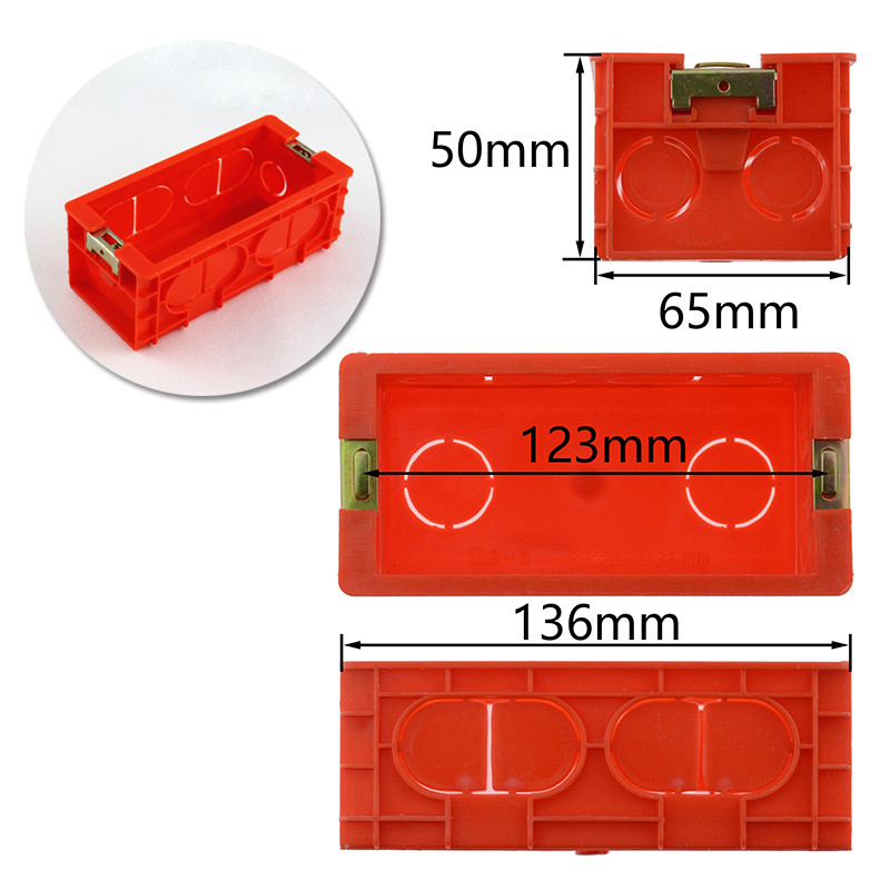 118 Tip US AU standardne unutarnje kutije za ugradnju Stražnja kazeta za 118mm*65mm standardni zidni prekidač i razvodnu kutiju za utičnice