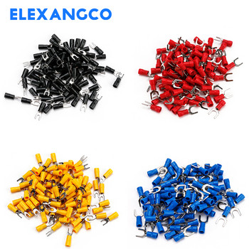 100Pcs SV1.25 Series Insolated Fork Spade U-Type Five Colors Wire connector Electrical crimp Terminal for 22-16AWG 1,5mm Cable