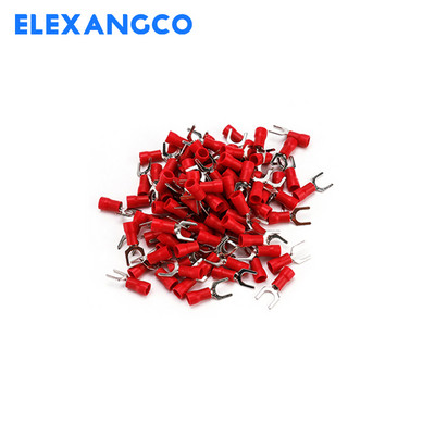 100 gab SV1.25 sērijas izolēta dakšu lāpsta U veida piecu krāsu vadu savienotājs elektriskais gofrēšanas terminālis 22-16AWG 1,5 mm kabelim