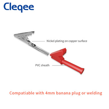 Cleqee P2002 10PCS Heavy Duty Alligator Clips Safety Crocodile Clamps with 4mm Socket for Banana Plug or Welding 1000V 20A