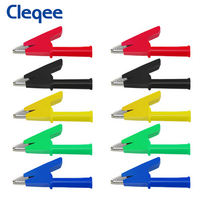 Cleqee P2002 10KOM Heavy Duty Aligator stezaljke, sigurnosne krokodilske stezaljke s 4 mm utičnicom za banana utikač ili zavarivanje 1000 V 20 A